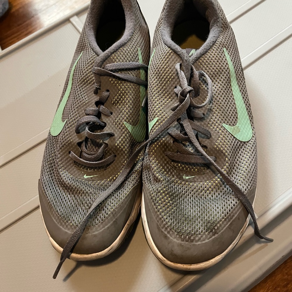 Nike Gray and Green Athletic Shoes